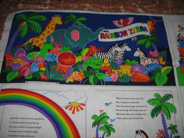 Image 0 of Rainbow Zebra  exquisite colorful child fabric soft book to sew teacher
