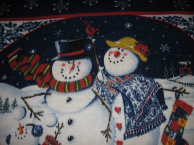 Image 0 of Snowman Family Fleece bedsize Blanket Christmas gift