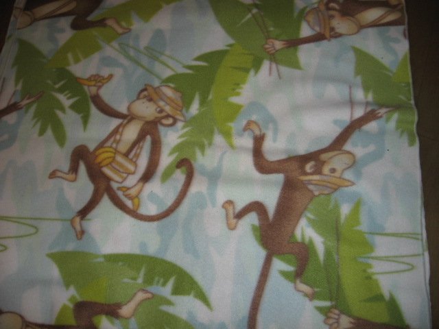 Image 0 of Monkeys playing in trees child bedside fleece blanket 29 inch by 59 inch long