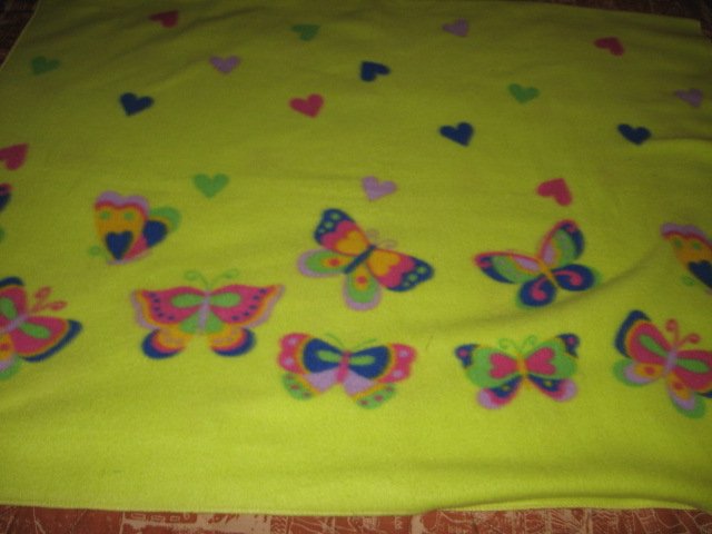 Butterflys Hearts Light  Green Fleece blanket