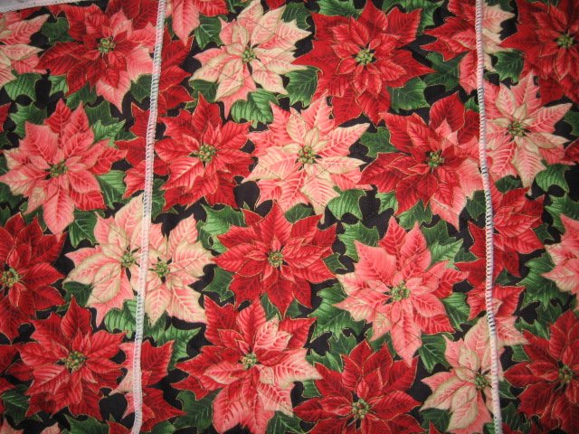 Image 0 of Poinsettia Christmas or Thanksgiving center mat runner quilted            