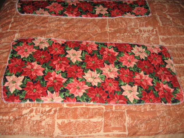 Image 1 of Poinsettia Christmas or Thanksgiving center mat runner quilted            