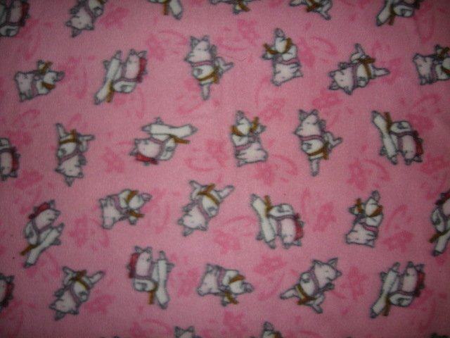 Image 0 of bed blanket karate pig pink fleece  