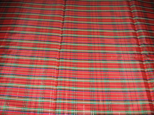 Image 1 of Tartan red silky fabric scottish appearance  By The Yard 