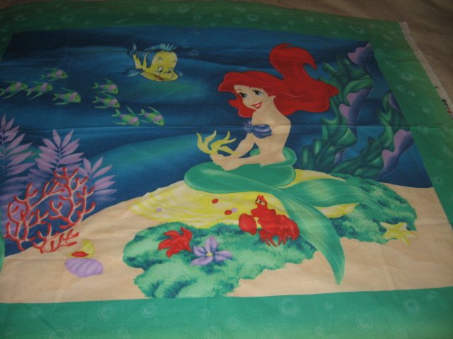 Image 1 of Little mermaid  with ocean friends 100% cotton Wall Panel to sew