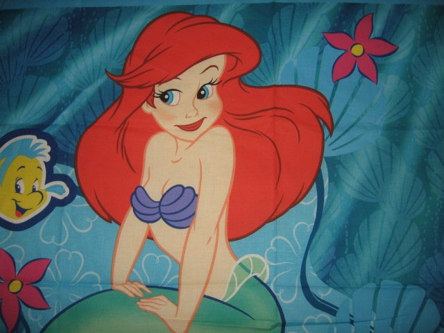 Little mermaid fish flowers  100% cotton fabric Wall Panel to sew