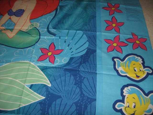 Image 1 of Little mermaid fish flowers  100% cotton fabric Wall Panel to sew