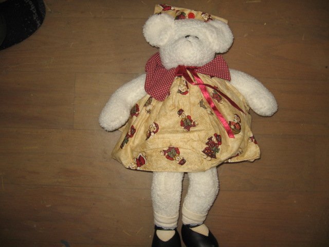 Teddy bear girl dressed hair ribbon dress 19 inches