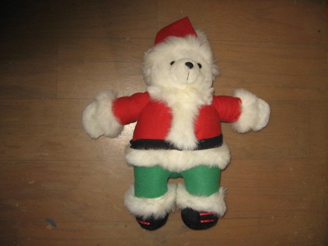 Santa white teddybear 12 inches dressed child 4 and up