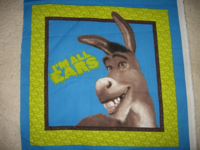 Shrek and Donkey two pillow panels 16 inch by 16 inch