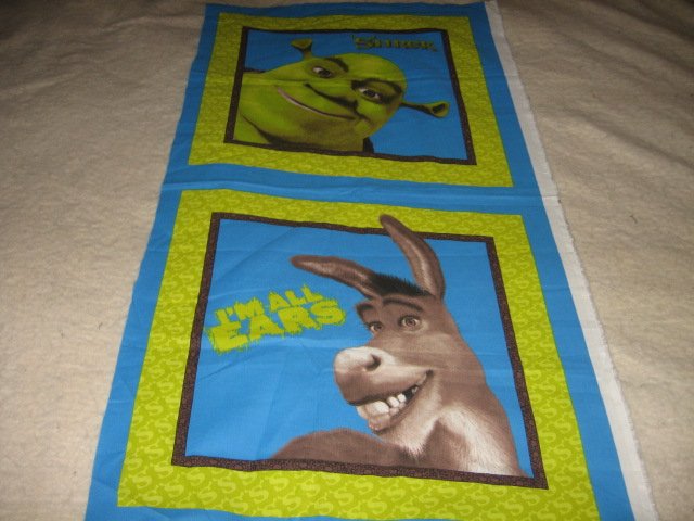 Image 2 of Shrek and Donkey two pillow panels 16 inch by 16 inch