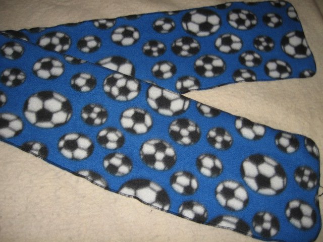 Soccer balls blue child Fleece scarf  50 in X 8 in wide