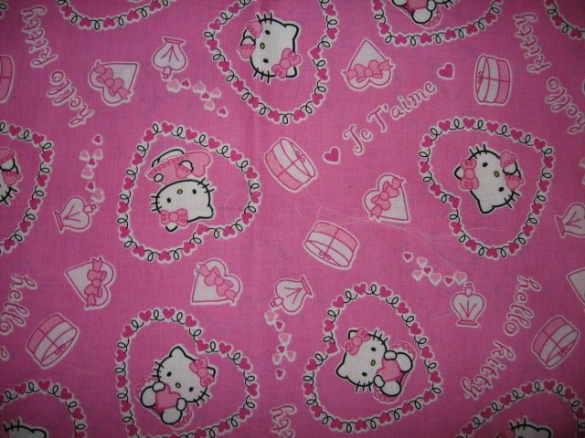 Image 0 of Hello Kitty valentine hearts pink cotton fabric  36 inch wide by 42 inch long