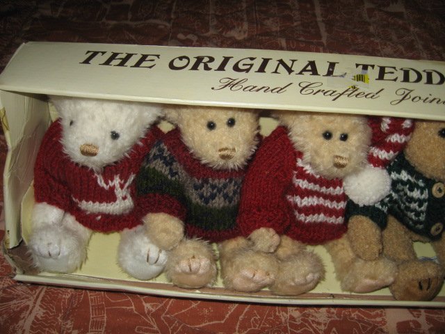 Image 0 of Teddy Bear collection handcrafted jointed new in box sweater