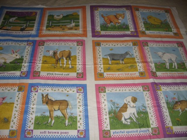 Farm Animals baby Soft book 100% cotton fabric Panel To Sew/ 