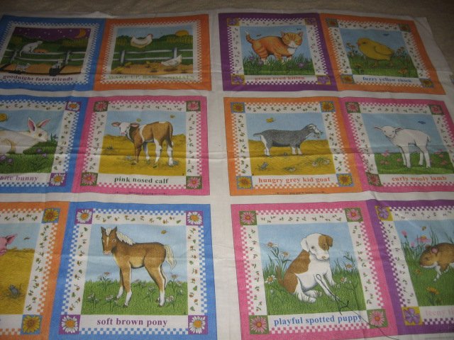 Farm Animals baby Soft book 100% cotton fabric Panel To Sew/ 