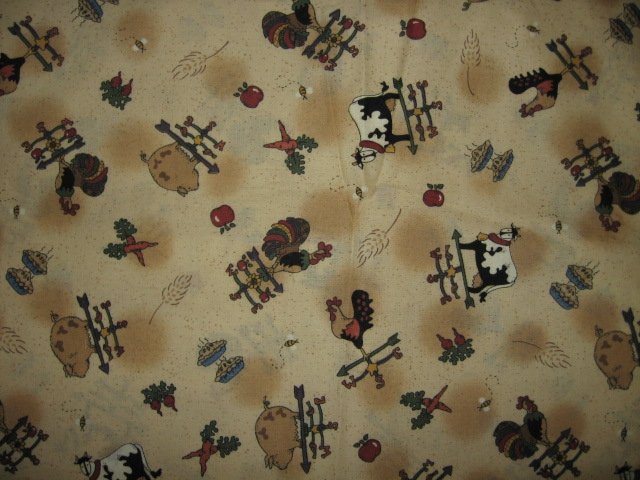 Country farm animals apples pies weather vanes Leslie Beck fabric by yard 