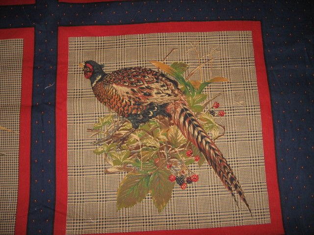 Image 1 of Birds  Pheasants  set of Four cotton Fabric pillow panels to sew