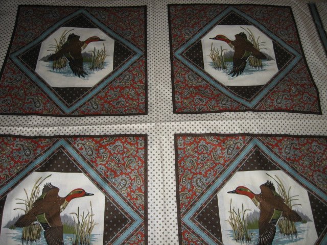 Image 1 of Wild Ducks set of Four cotton Fabric pillow panels to sew