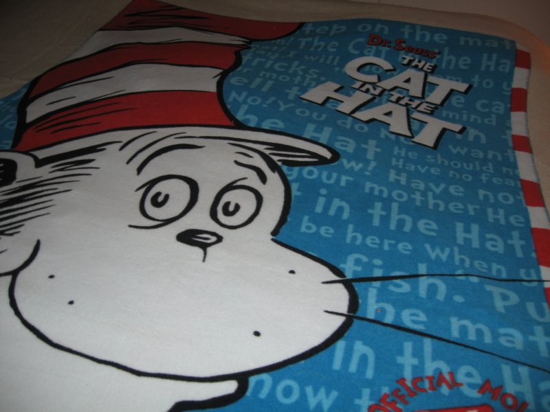 Image 0 of Dr Seuss cat in the hat fleece bed blanket 50 by 60 inch