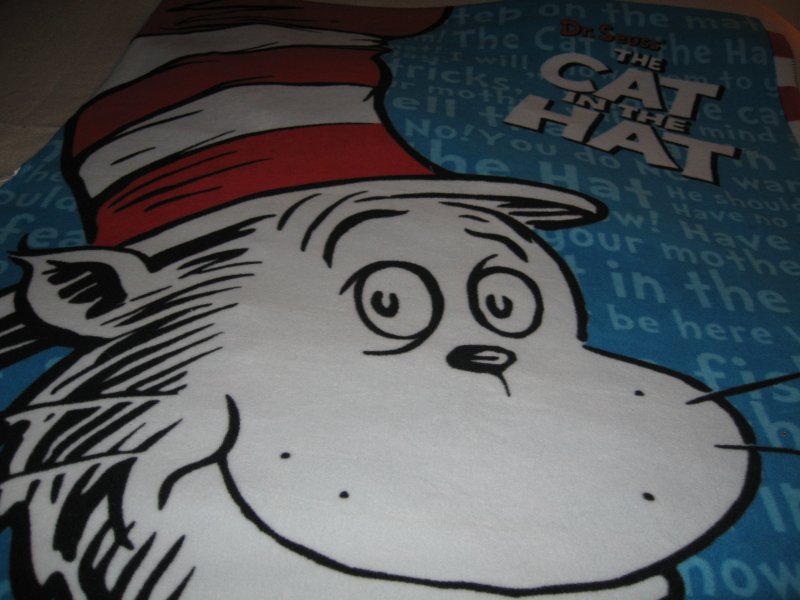 Image 2 of Dr Seuss cat in the hat fleece bed blanket 50 by 60 inch
