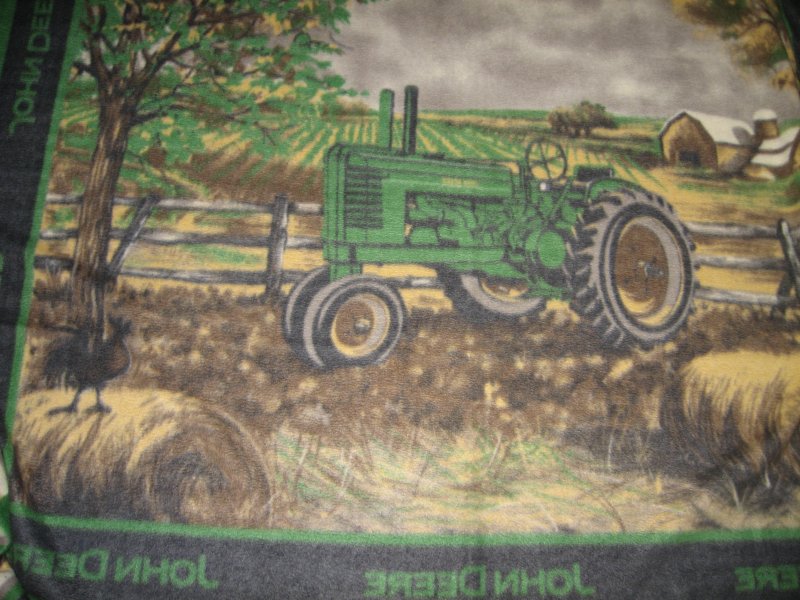 Image 1 of John Deere tractor in farm field fleece blanket  rare