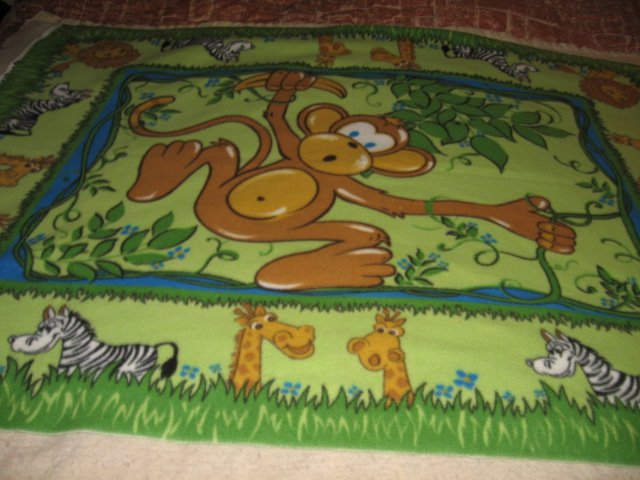 Image 0 of Monkey jungle animals friends bed size Fleece blanket 50 by 60 inch