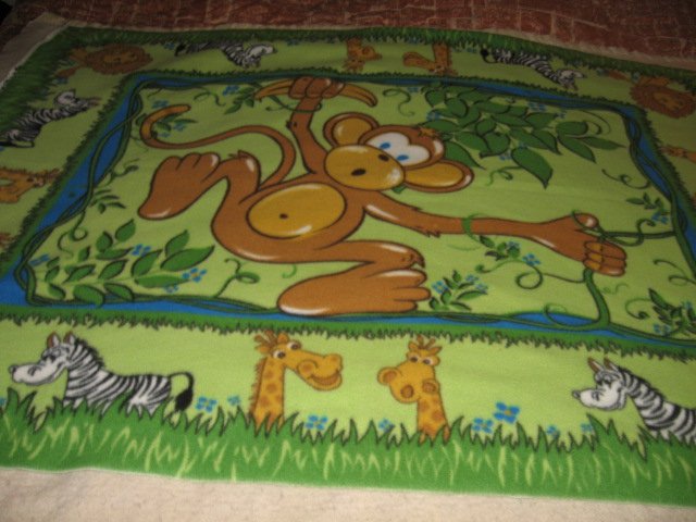 Image 1 of Monkey jungle animals friends bed size Fleece blanket 50 by 60 inch