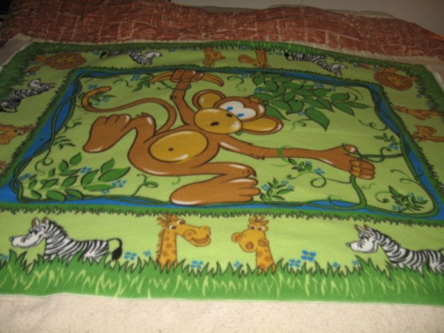 Image 3 of Monkey jungle animals friends bed size Fleece blanket 50 by 60 inch