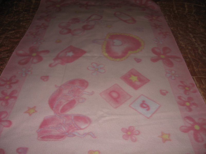 Image 1 of CHILD fleece blanket  PICTURES first shoes bottle diaper pin pink 