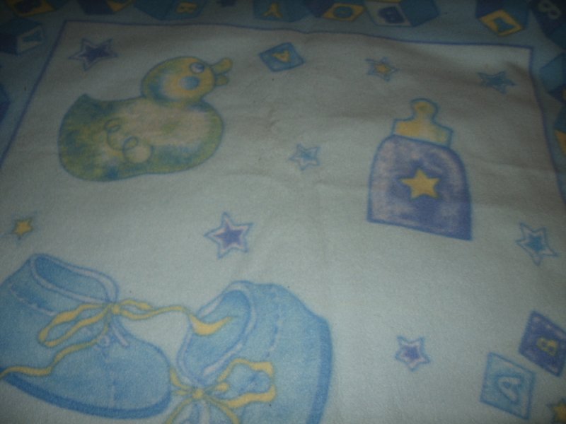 Image 3 of Baby bottle diaper pin blue fleece blanket 