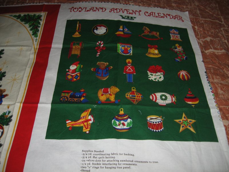 Toyland Advent calendar toys Christmas Fabric Wall Panel to sew