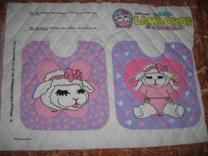 lamb chop girl baby bib pink Sheri Lewis set of two