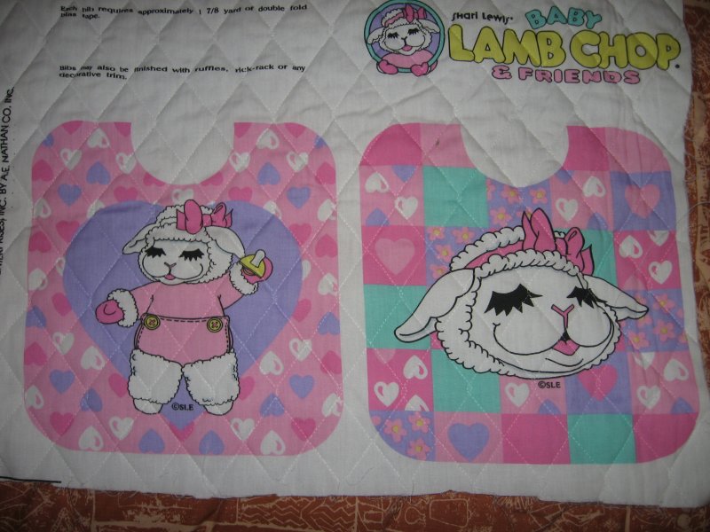 Image 0 of lamb chop girl baby bib pink Sheri Lewis set of two