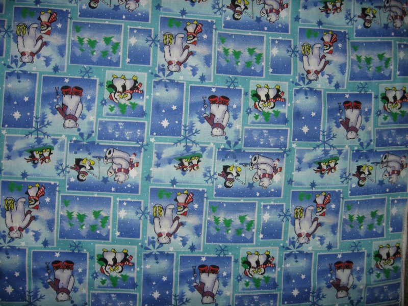 Christmas winter animals bear penguin fish soft cotton fabric by the yard