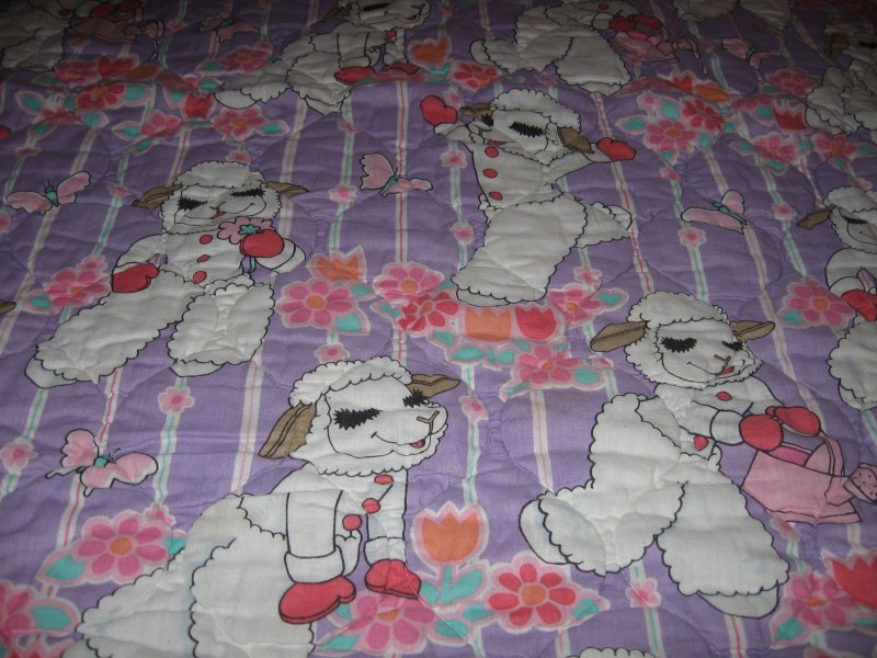 Lamb Chop quilted fabric quilt two sided   