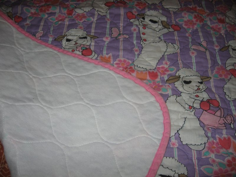 Image 1 of Lamb Chop quilted fabric quilt two sided   