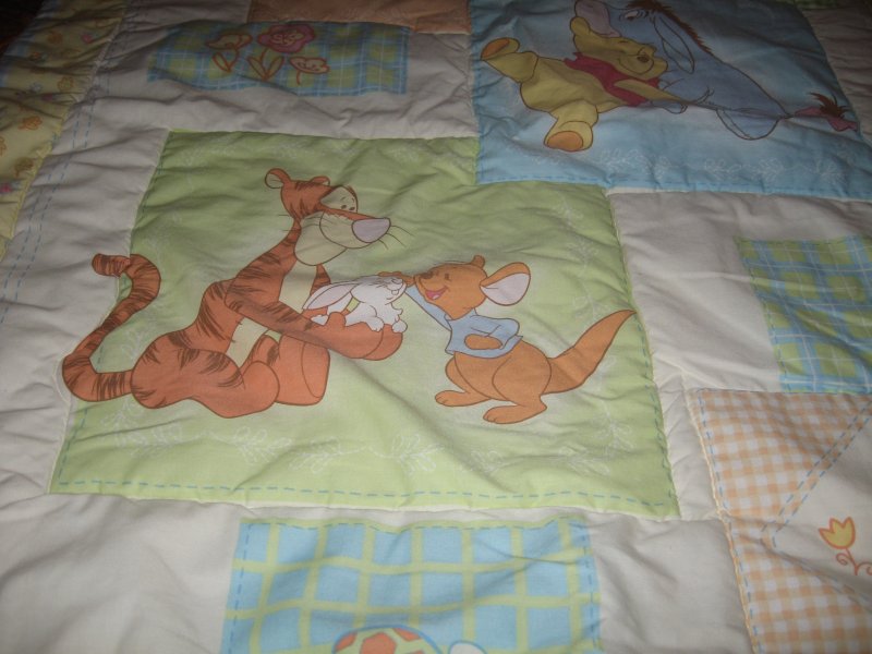 Image 1 of Disney Pooh Eeyore Tigger Roo Piglet quilt two sided padded