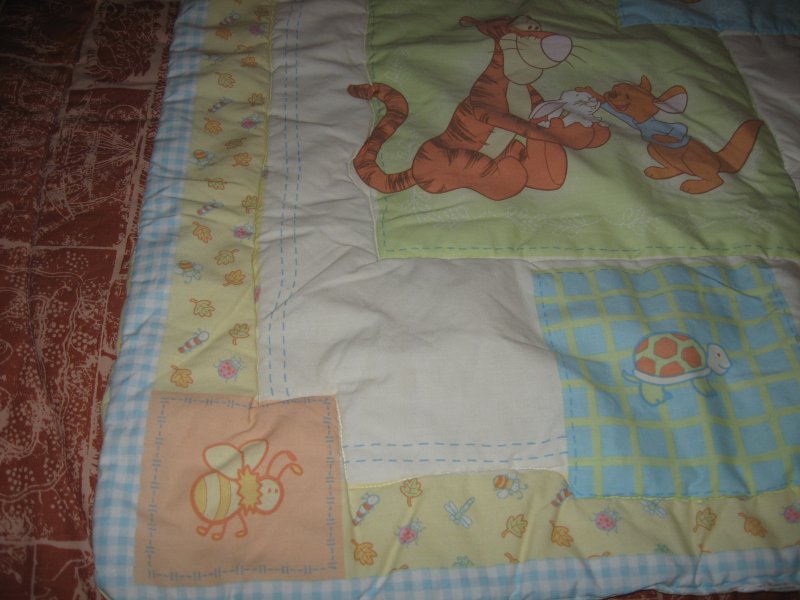 Image 3 of Disney Pooh Eeyore Tigger Roo Piglet quilt two sided padded