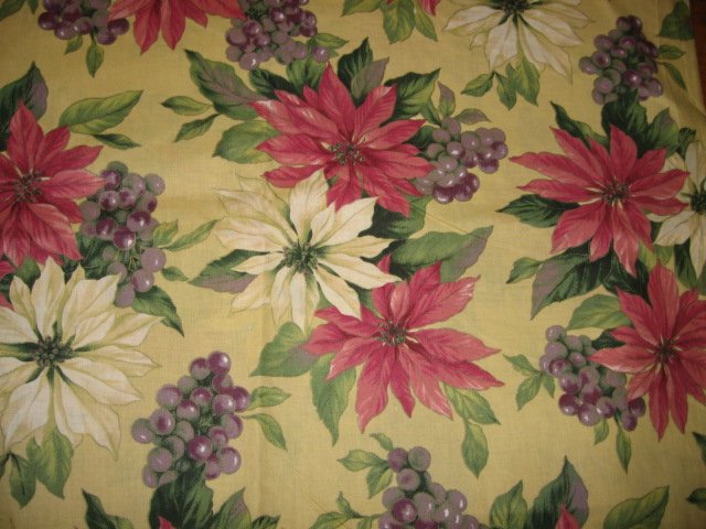 Image 2 of Poinsettia Christmas cotton fabric 