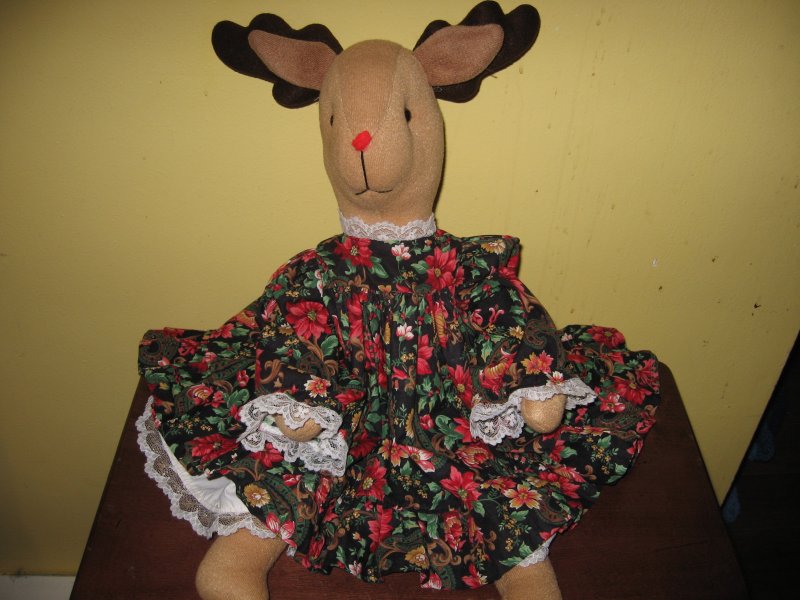 Image 0 of Mrs red nose raindeer Christmas dress  petticoat soft stuffed doll 