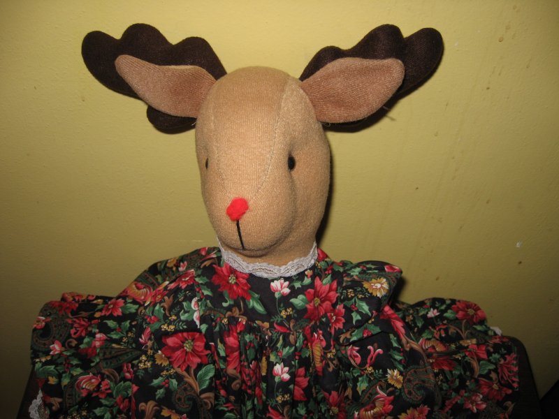 Image 1 of Mrs red nose raindeer Christmas dress  petticoat soft stuffed doll 
