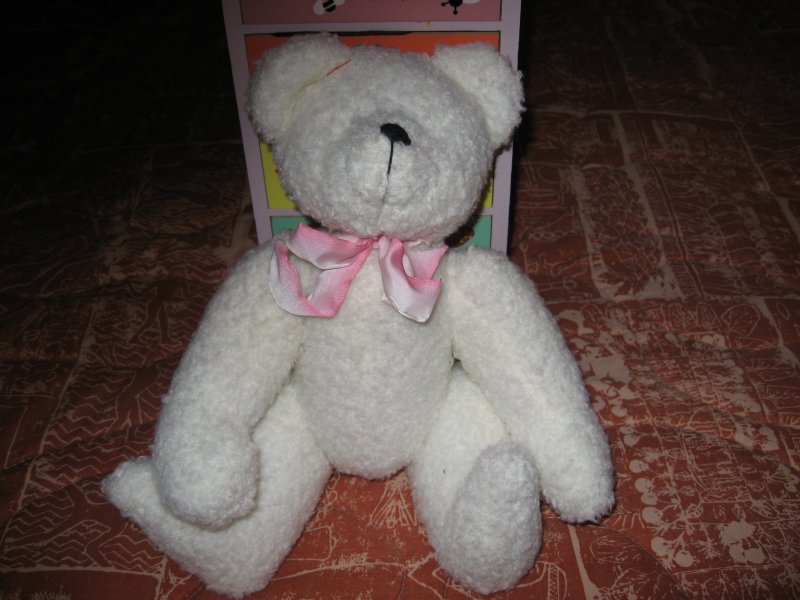 Image 0 of Bear jointed white black eyes 1996 Berkeley Designs 12 inch high