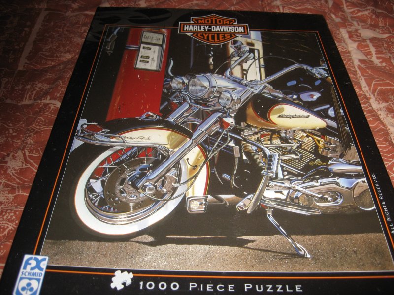 Image 0 of Harley Davidson motorcycle pumping iron New Unopened  1000 piece puzzle vintage