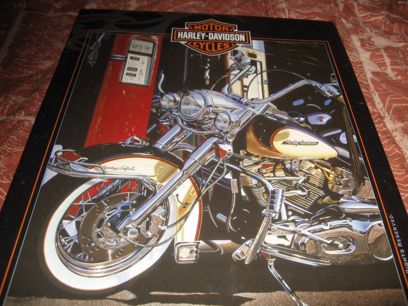 Image 1 of Harley Davidson motorcycle pumping iron New Unopened  1000 piece puzzle vintage