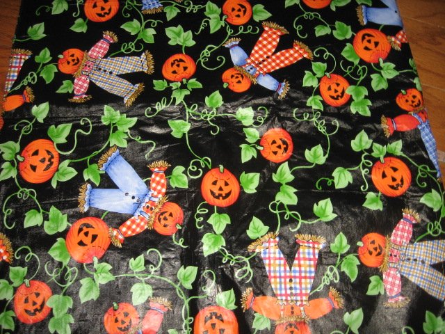 Halloween scarecrow pumpkin vinyl table cover 