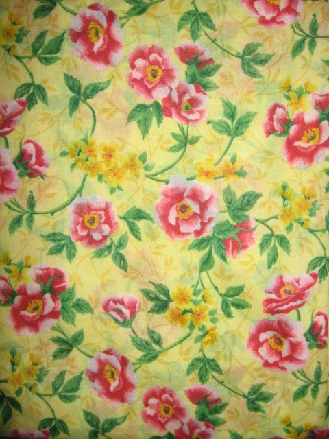 Image 0 of roses yellow cotton fabric yardage soft