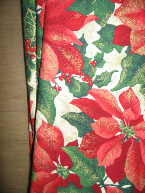 Image 1 of Christmas poinsettia  pine cone holly gold sparkle cotton fabric 