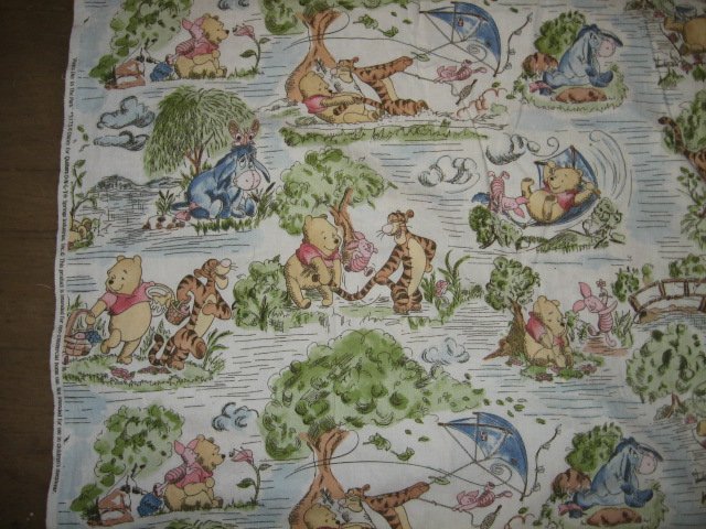 Image 0 of Disney Piglet Tigger Pooh umbrella cotton fabric windy day by the yard