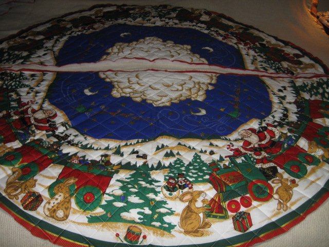 Image 0 of Christmas Train Tree Skirt Large 57 inch Diameter 